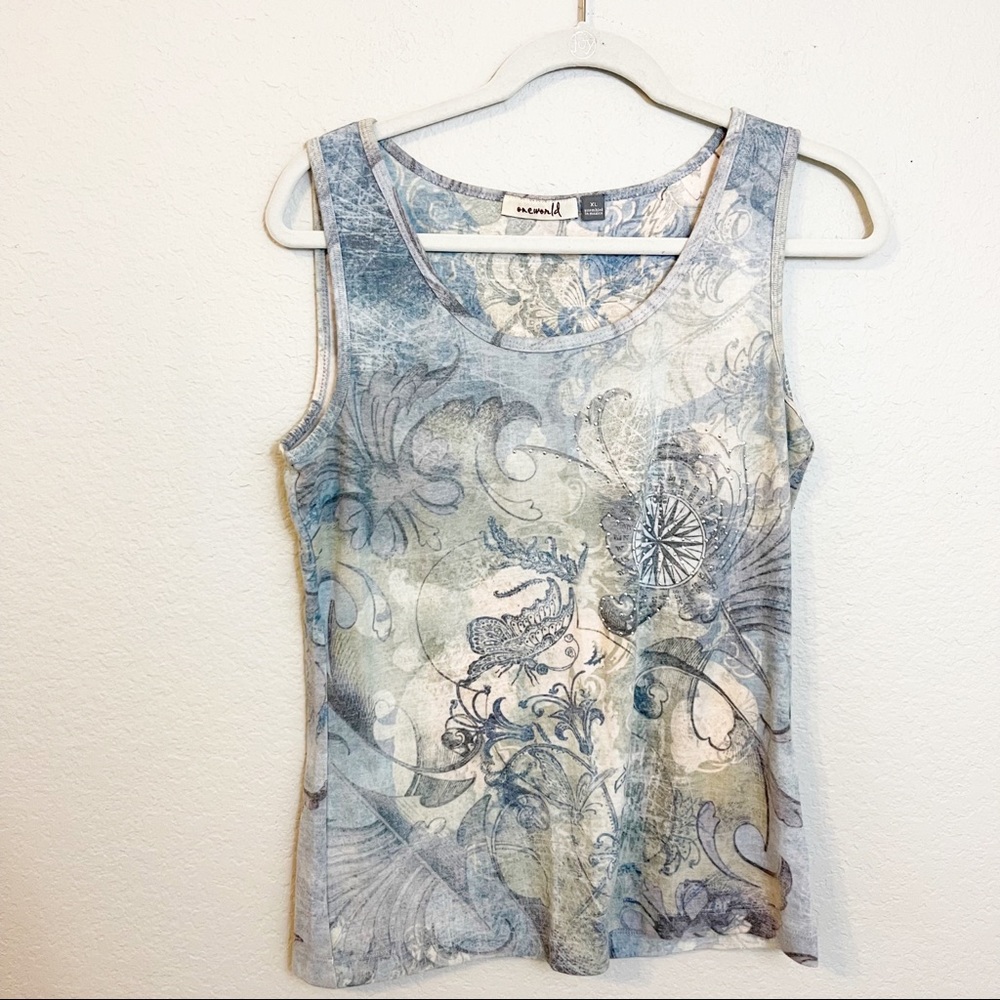 Y2k XL‎ Crystal Embellished Butterfly Tank FairyCore